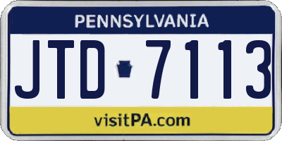 PA license plate JTD7113