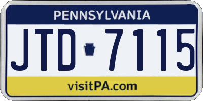 PA license plate JTD7115