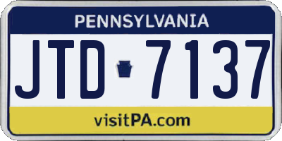 PA license plate JTD7137