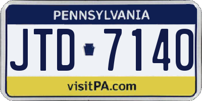 PA license plate JTD7140