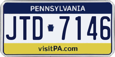 PA license plate JTD7146