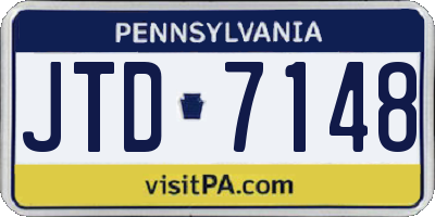 PA license plate JTD7148