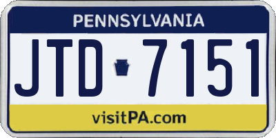 PA license plate JTD7151