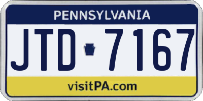 PA license plate JTD7167