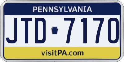 PA license plate JTD7170
