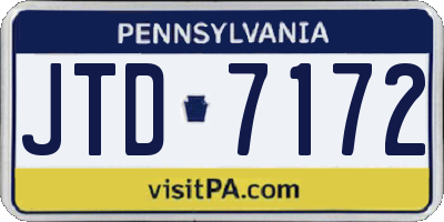 PA license plate JTD7172
