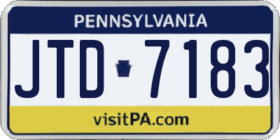 PA license plate JTD7183