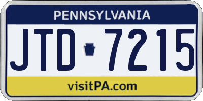 PA license plate JTD7215