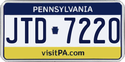PA license plate JTD7220