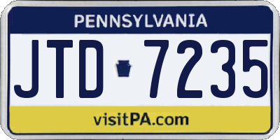 PA license plate JTD7235
