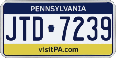 PA license plate JTD7239