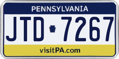 PA license plate JTD7267