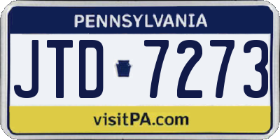 PA license plate JTD7273