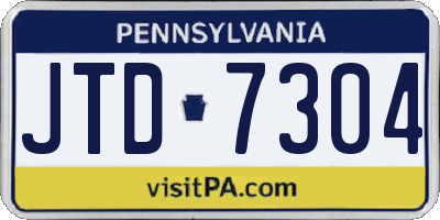 PA license plate JTD7304