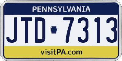 PA license plate JTD7313