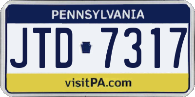 PA license plate JTD7317