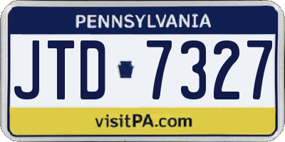 PA license plate JTD7327