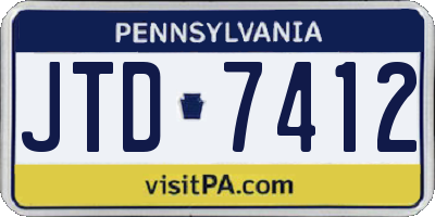 PA license plate JTD7412