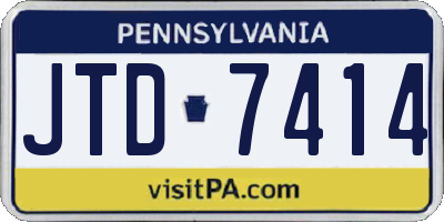 PA license plate JTD7414