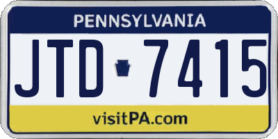 PA license plate JTD7415