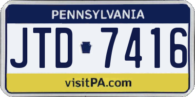 PA license plate JTD7416