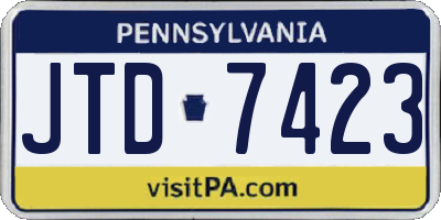 PA license plate JTD7423