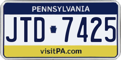 PA license plate JTD7425
