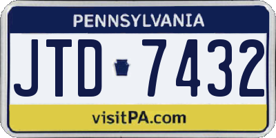 PA license plate JTD7432