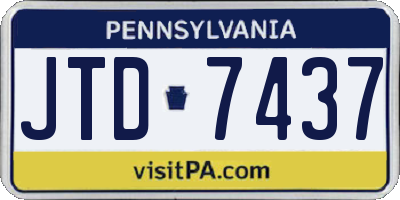 PA license plate JTD7437