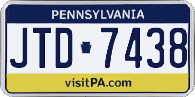 PA license plate JTD7438