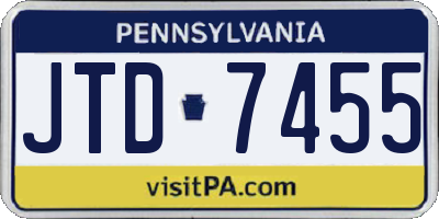 PA license plate JTD7455
