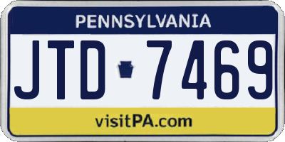 PA license plate JTD7469