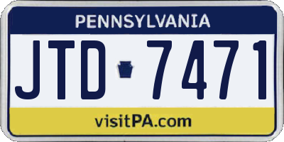 PA license plate JTD7471