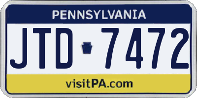 PA license plate JTD7472