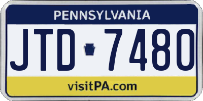 PA license plate JTD7480