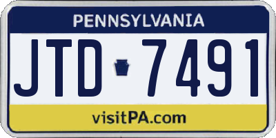 PA license plate JTD7491