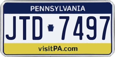 PA license plate JTD7497