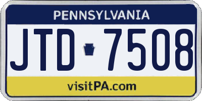 PA license plate JTD7508