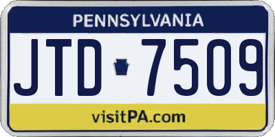 PA license plate JTD7509