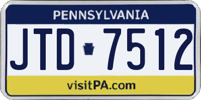 PA license plate JTD7512