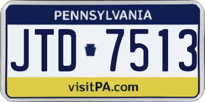 PA license plate JTD7513