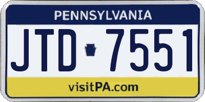 PA license plate JTD7551
