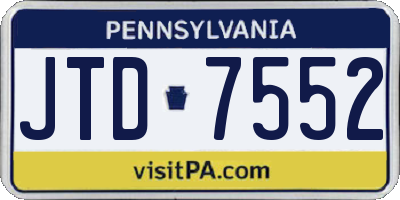 PA license plate JTD7552