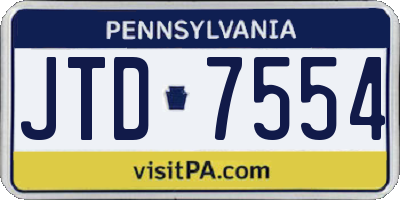 PA license plate JTD7554