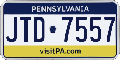 PA license plate JTD7557