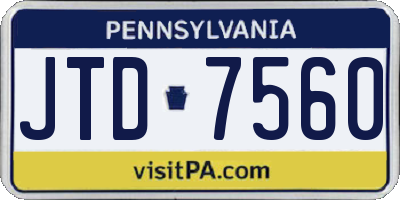 PA license plate JTD7560