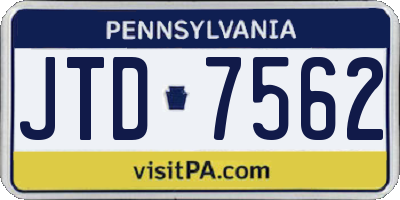 PA license plate JTD7562