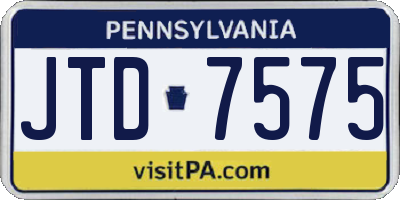 PA license plate JTD7575
