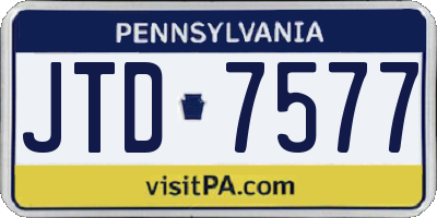 PA license plate JTD7577
