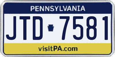 PA license plate JTD7581